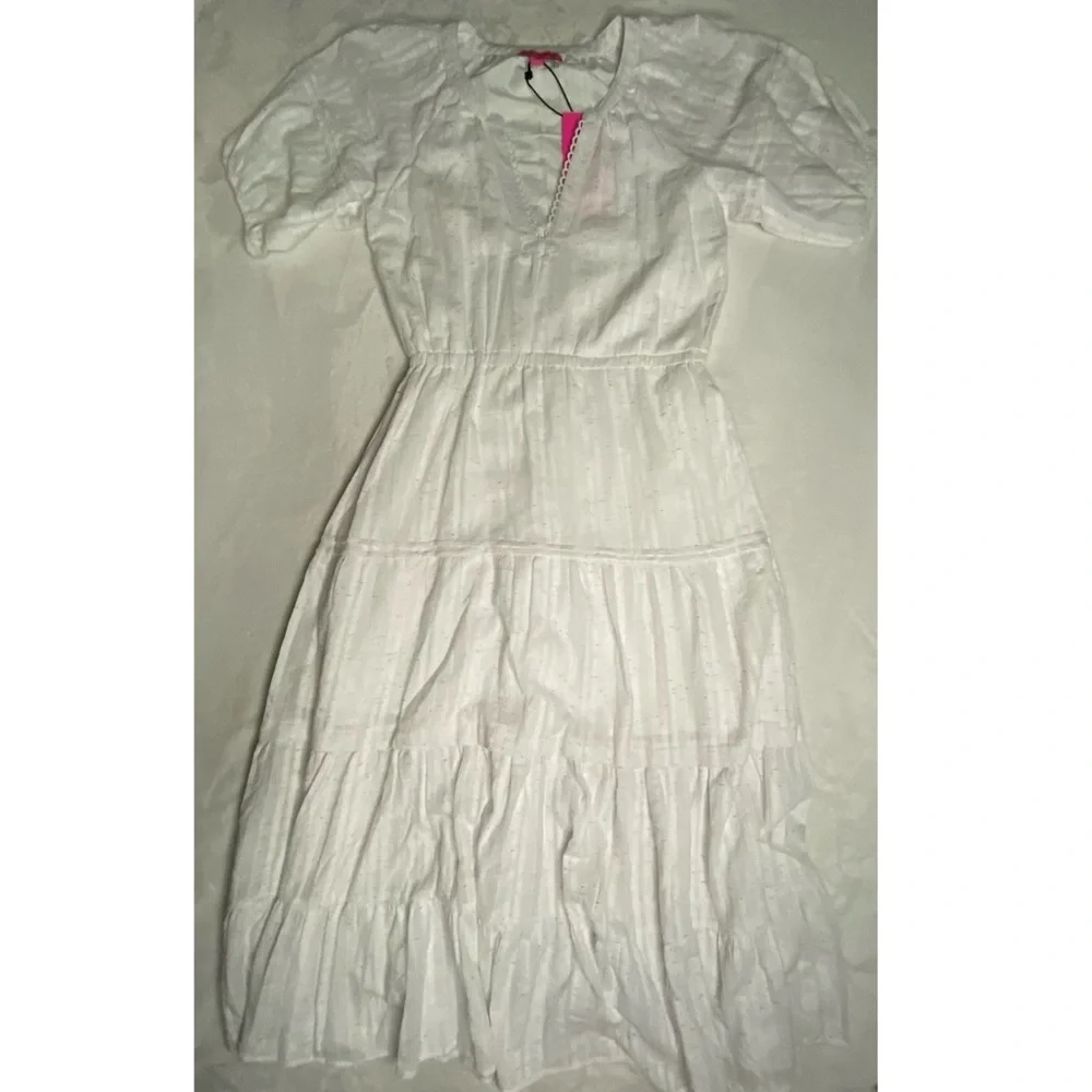 Betsey Johnson spectator puff sleeve midi dress M - Picture 3 of 11